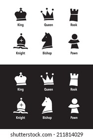 Vector illustration of black and white chess pieces