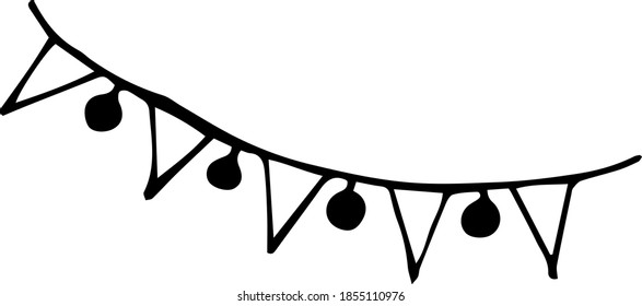 Vector illustration black and white  christmas garland. Hand vector.