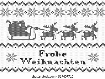 vector illustration of a black and white Christmas knit greeting card
Frohe Weihnachten (german) = Merry Christmas