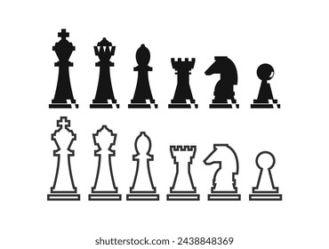 vector illustration of black and white complete chess pawn logo icon for game