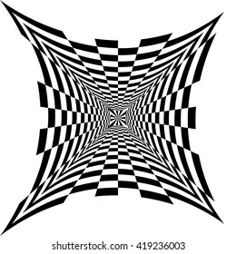 Vector Illustration. Black and White Concave Rectangles Expanding from the Center.