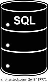 Vektorgrafik schwarz-weißes Konzeptsymbol SQL-Datenbank