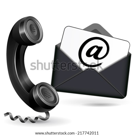 Vector illustration of black and white contact icons