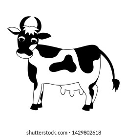 Vector illustration of black and white cow.
