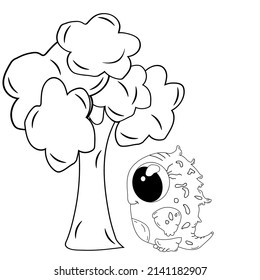 Vector illustration of a black and white dinosaur on a white background. Cute, good, small, evil. Designed for computer programs, logos, banners, packaging, websites