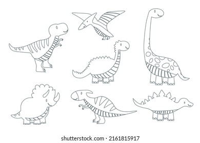 Vector Illustration Black White Dinosaur Outline Stock Vector (Royalty ...