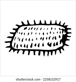 Ilustración vectorial de una alfombra de puerta blanca y negra. Mobiliario interior al estilo de las caricaturas.