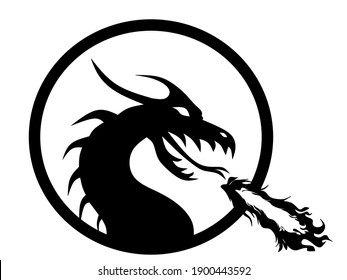 vector illustration of black and white dragon symbol