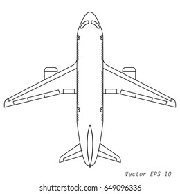 Vector Illustration Black White Drawing Aircraft Stock Vector (Royalty ...