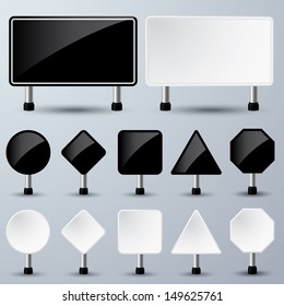 vector illustration of black and white empty sign paper for your message or image