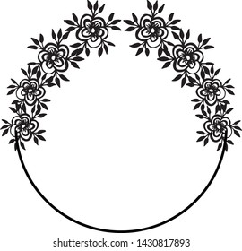 Vector illustration black and white flower frame for various card
