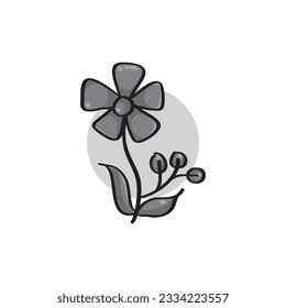 vector illustration of a black and white flower with an outline. Flower with five petals. Suitable for design ornaments