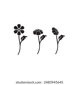 Vector illustration of black and white flowers.