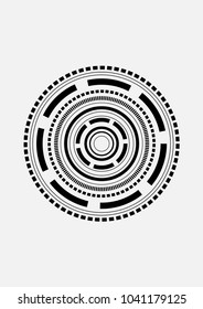 Vector illustration. Black and white geometric shapes with straight lines, line, dots and circles. isolated on white technology background. Vector illustration Black and white for your design.