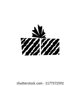 Vector illustration, black and white gift box. Can be used for greeting cards, stickers, promotion, banners.