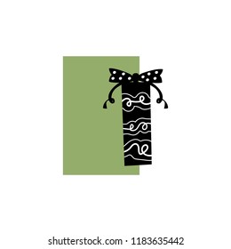 Vector illustration, black and white gift box. Can be used for greeting cards, stickers, promotion, banners.
