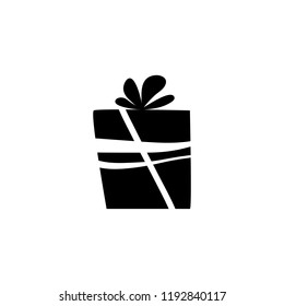 Vector illustration, black and white gift box. Can be used for greeting cards, stickers, promotion, banners.