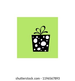 Vector illustration, black and white gift box. Can be used for greeting cards, stickers, promotion, banners.