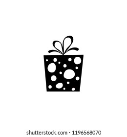 Vector illustration, black and white gift box. Can be used for greeting cards, stickers, promotion, banners.
