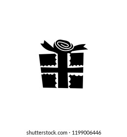 Vector illustration, black and white gift box. Can be used for greeting cards, stickers, promotion, banners.