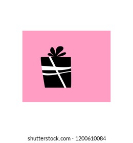 Vector illustration, black and white gift box. Can be used for greeting cards, stickers, promotion, banners.