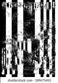 Vector illustration of black and white glitch distorted pattern.