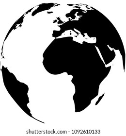 Vector illustration of black and white globe. White background