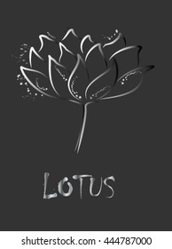 Vector illustration of black and white gradient lotus flower. Lotus flower logo