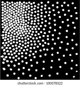 Vector illustration of black and white graphic dots pattern/background.