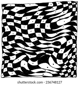 Vector illustration of black and white graphic pattern. 