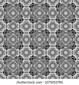 Vector illustration. Black, white and gray abstract background painted geometry shine and layer element seamless pattern.