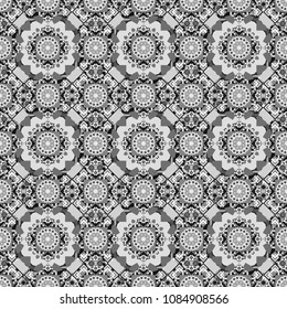 Vector illustration. Black, white and gray abstract background painted geometry shine and layer element seamless pattern.