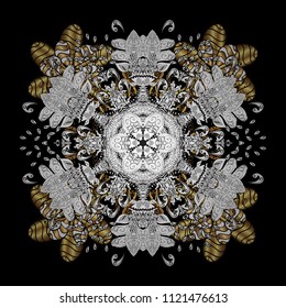 Vector illustration. Black, white and gray snowflakes. Cute design. Holiday design for Christmas, New Year fashion prints. Christmas background with snowflakes abstract background.