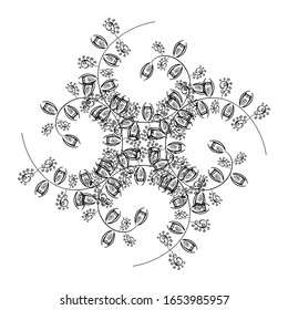 Vector illustration. Black, white and gray on colors. Abstract nice background. Doodles pattern for wrapping paper.
