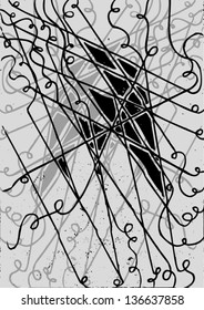 Vector illustration of black & white grey-scale drawing. Pattern / texture.