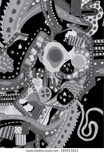 Vector Illustration Black White Greyscale Graphic Stock Vector (Royalty ...