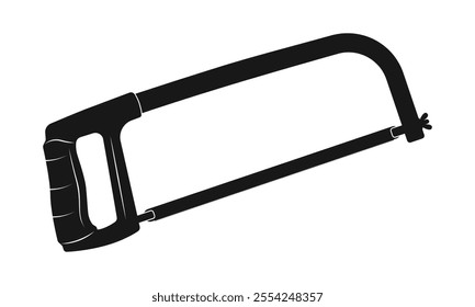 Vector illustration of a black and white hacksaw tool for cutting metal