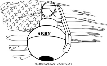 vector illustration of a black and white hand grenade