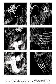 Vector illustration of black and white hand drawn graphic pattern / background. Checkers, lines, distressed, distorted, grunge image. Doodle.