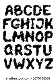 Vector illustration. Black and white hand-drawn alphabet.