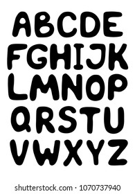 Vector illustration. Black and white hand-drawn alphabet.