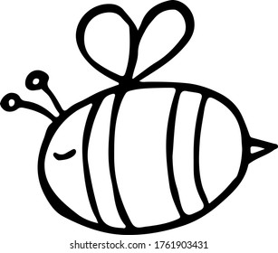 vector illustration black and white hand-drawn doodle style cute bee