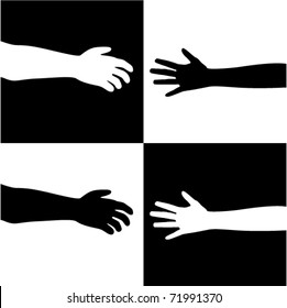vector illustration of black and white hands