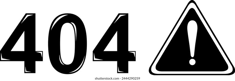 vector illustration black and white icon error 404 symbol alert exclamation mark sign