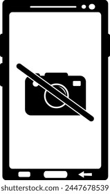 vector illustration black and white icon of smartphone or mobile phone with its camera disabled