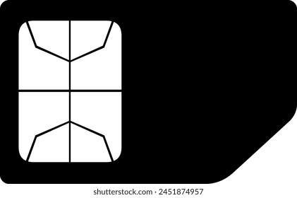 vector illustration black and white icon SIM card or microchip mobile phone