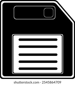 vector illustration black and white icon floppy disk or save file symbol