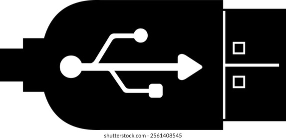 vector illustration black and white icon usb drive device