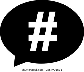 vector illustration black and white icon speech bubble and hashtag, in trending topic concept