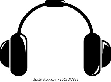 vector illustration black and white icon headphones